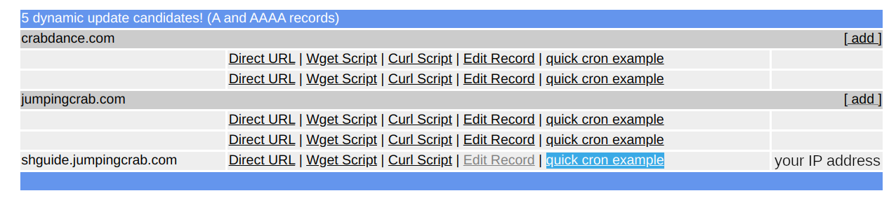 FreeDNS cron settings